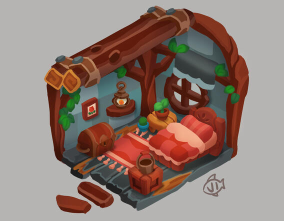 Cozy inn room concept